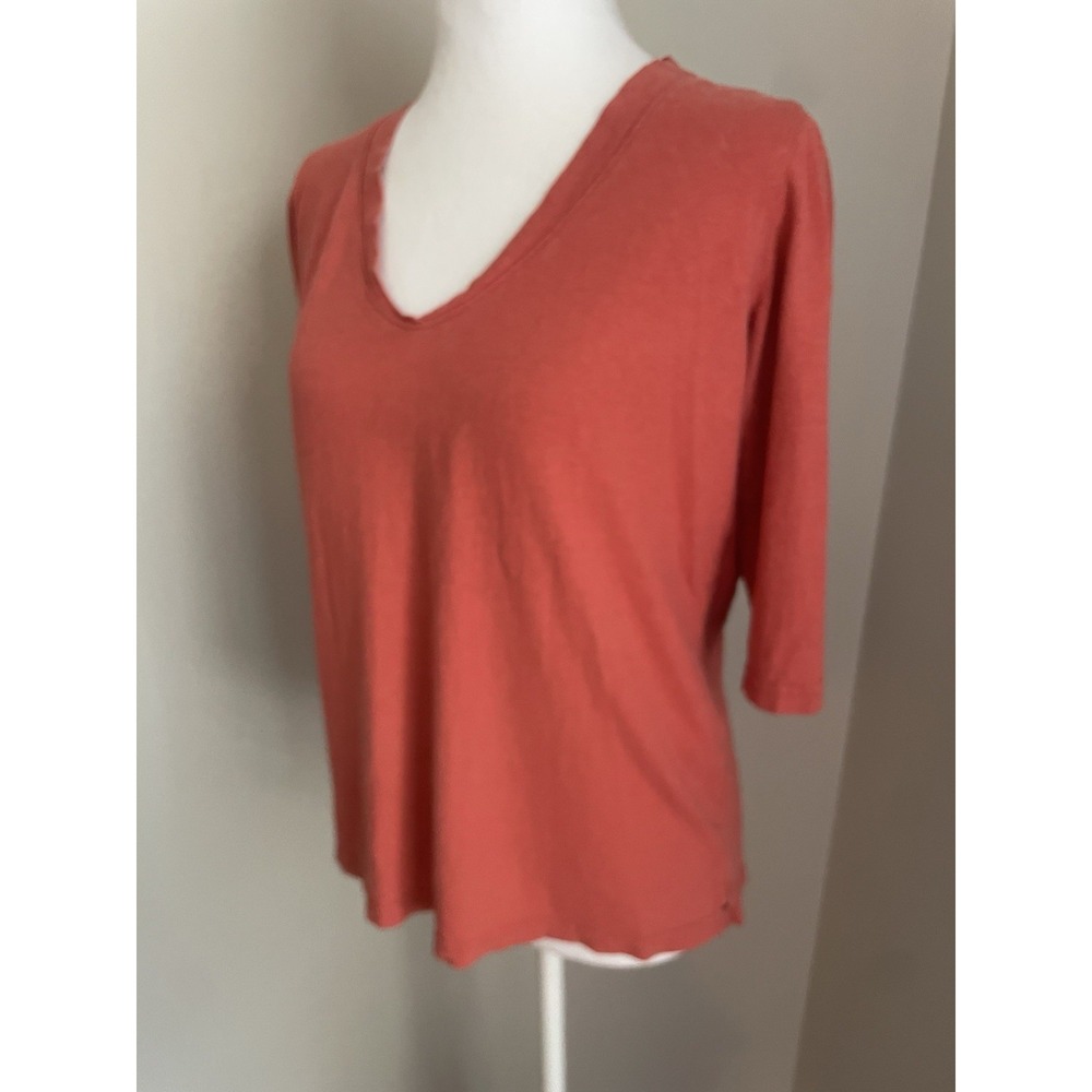 Poetry Women‎ 4 Top Hemp Organic Cotton Terracotta Orange Minimal Shirt 3/4 Fall
